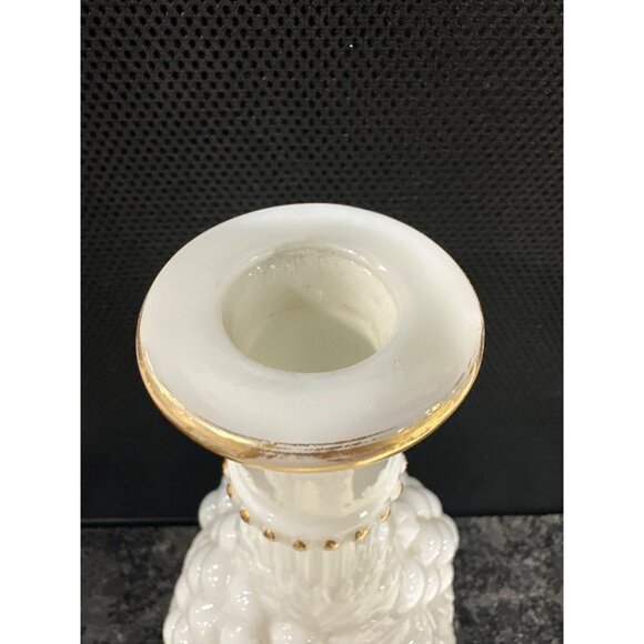 Vintage Grape Cluster Milk Glass Decanter With Gold Accents & Stopper - Picture 6 of 9